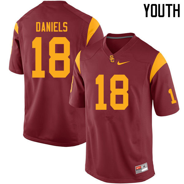 Youth #18 JT Daniels USC Trojans College Football Jerseys Sale-Cardinal - Click Image to Close